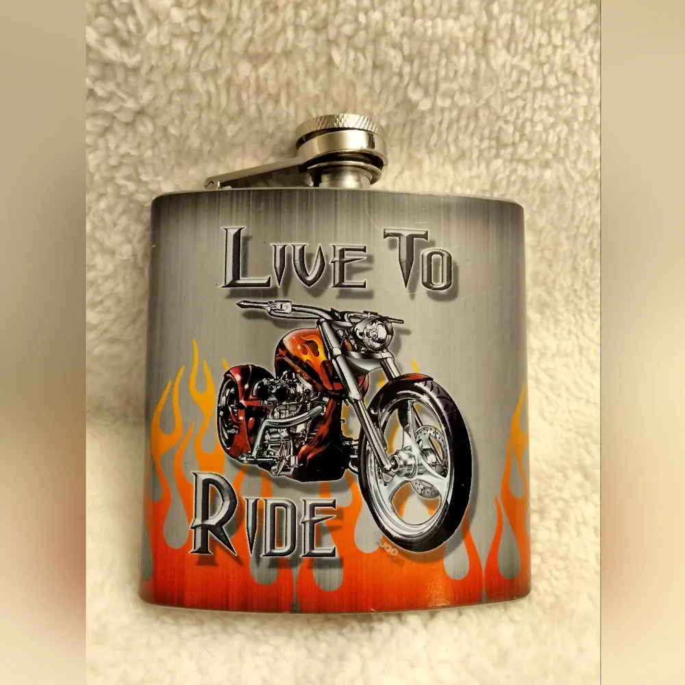 Flask | Motorcycle | Live To Ride - Picture 1 of 6